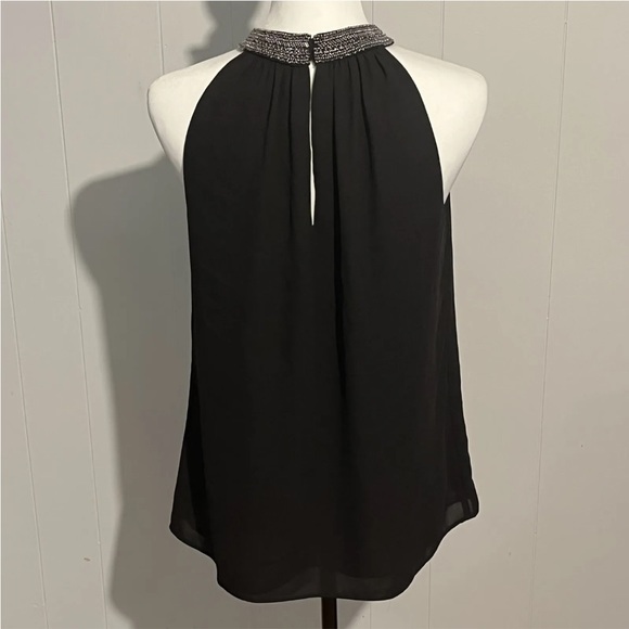 White House Black Market Halter Top Embellished Collar Sleeveless Black S - Picture 4 of 11